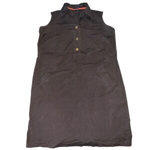 Lands End Sleeveless Collared Pocket Dress 16W‎ Brown Cotton Blend Casual
